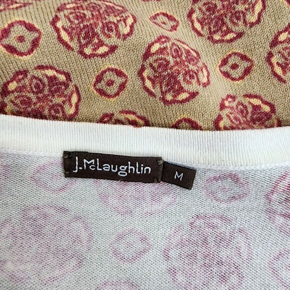 J. McLaughlin Top Sweater Catalina Cloth Printed Pullover Wool Blend‎ Size M - Picture 5 of 6